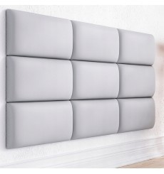 Painel estofado para revestimento de parede ITALIA em couro sintético branco 70x30cm