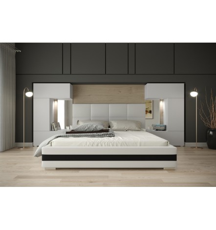 Tête de lit PANAMA 1/21W/M4 blanc/blanc brillant 345-385x159cm