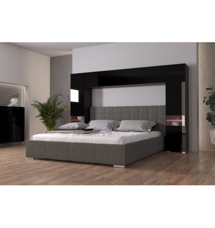 Tête de lit PANAMA 12/HG/B/1-1A noir/noir brillant 256x184x35cm