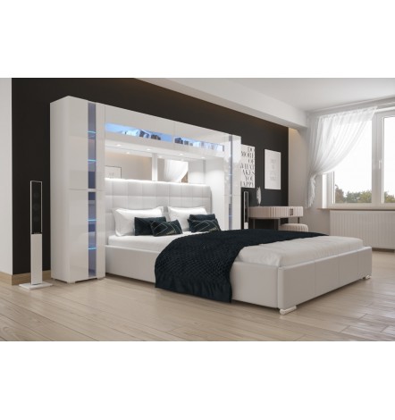 Tête de lit PANAMA 14/HG/W/2-1A blanc/blanc brillant 256x184x35cm