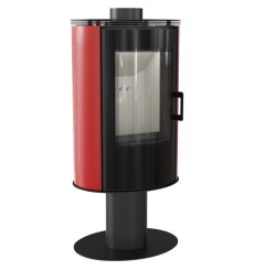 Fogão a lenha AB ROUGE GLASS 8 KW em aço/telha com corpo rotativo