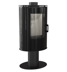 Fogão a lenha em aço/faïence AB NOIR GLASS 8 KW corpo rotativo