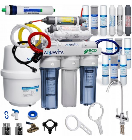 Osmoseur domestique 8 étapes de filtration RO8 REDOX GRD + 3 jeux de cartouches (12 pièces)